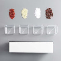 Portible Self adhesive wall mounted seasoning box With cover and spoon