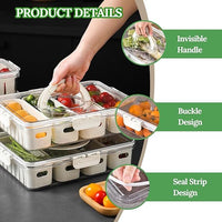 Portable Food Box Container with 4 Removable Colanders