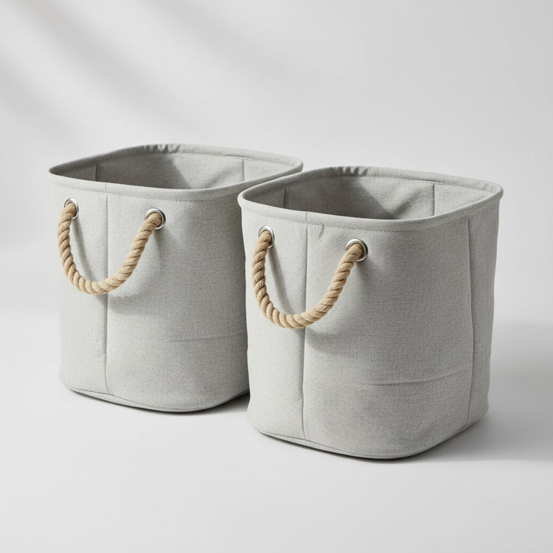 Stapelbare canvas bakken, set van 2
