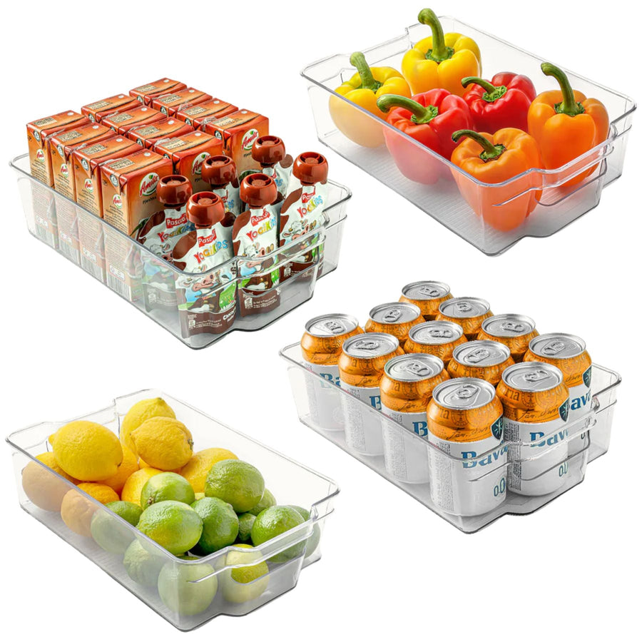 Koelkast-organizerbakken, doorzichtig, set van 4