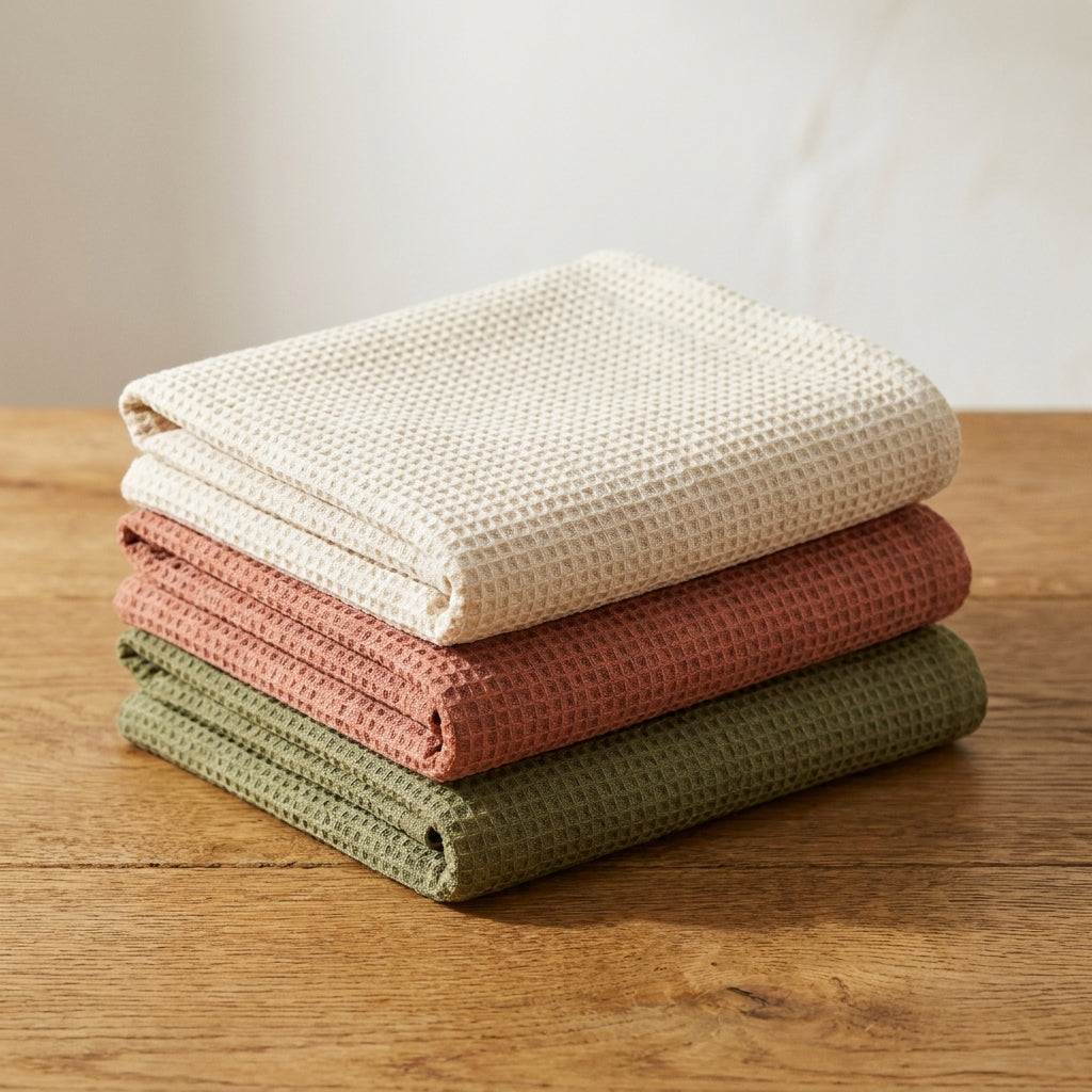 Katoenen theedoek set van 3, waffle weave