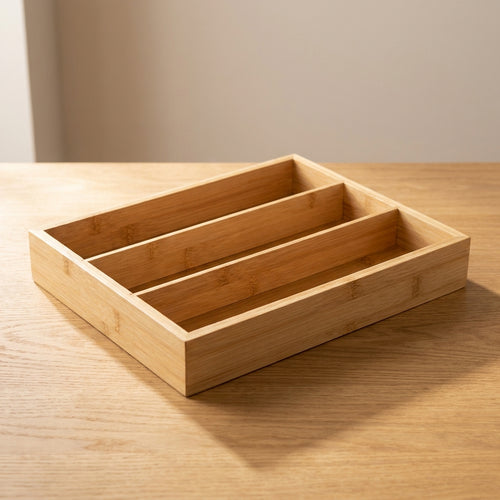 Bamboe bestekdozen met 4 vakken, 30 × 25 cm
