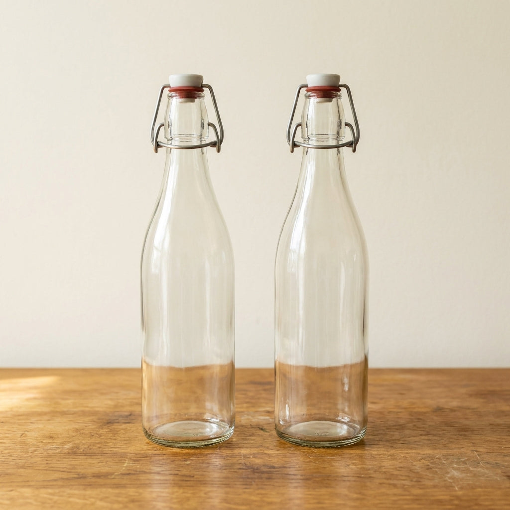 Glasflessen met beugelsluiting, set van 2 x 500 ml