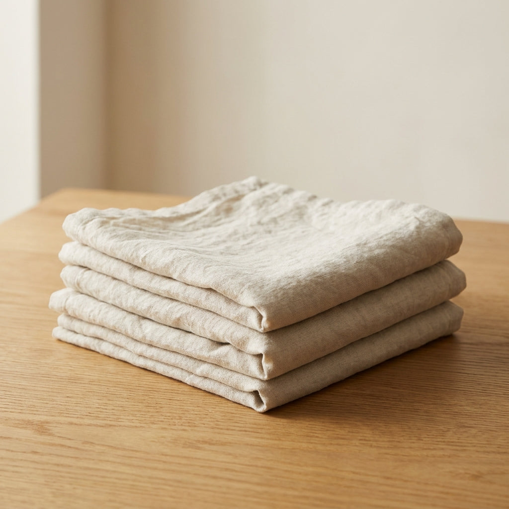 Set 4 stoffen servetten in gewassen linnen, 45 × 45 cm